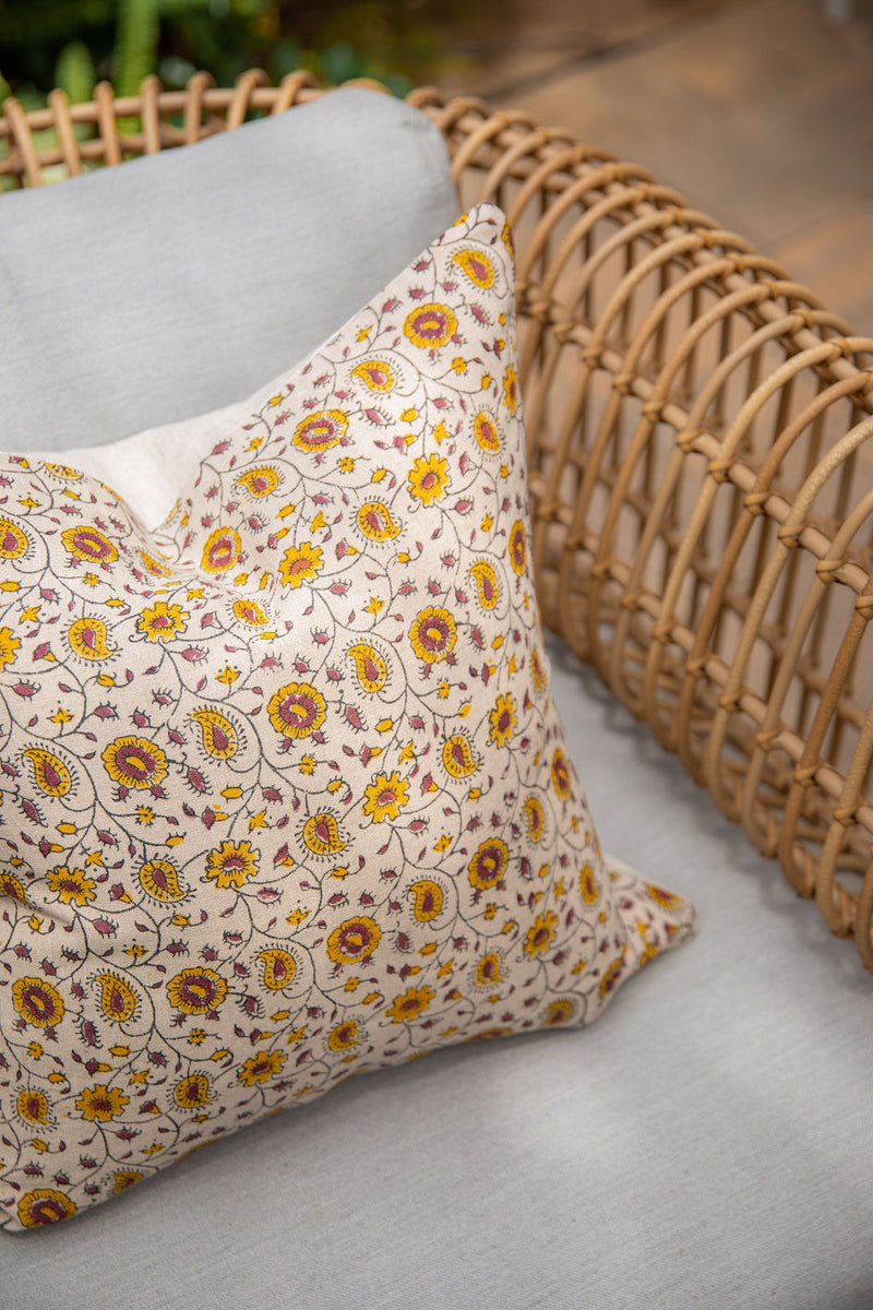 KALAMKARI BURGUNDY AND MUSTARD PILLOW COVER - Krinto.com