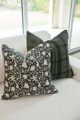DARK GREEN BROWN VINTAGE INDIAN WOOL PILLOW COVER - Krinto.com