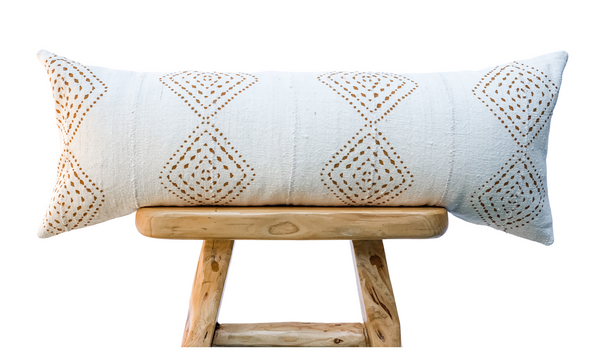 Cream White with Rust Pattern Mudcloth Pillow Cover - Krinto.com