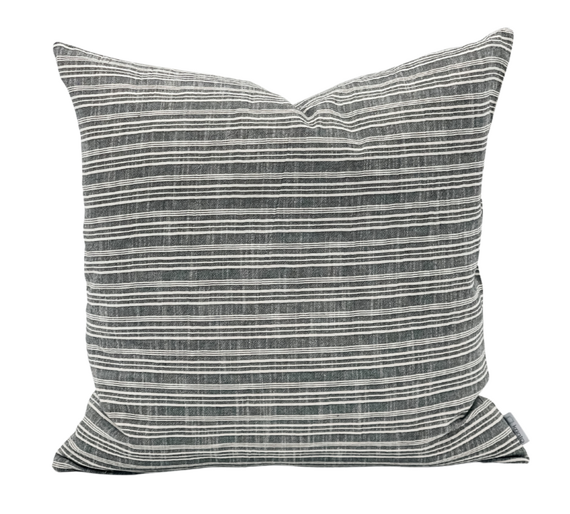 Black and Cream Striped Woven Pillow Cover - Krinto.com