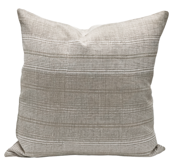 Stripes Shades of White on Natural Linen Pillow Cover - Krinto.com