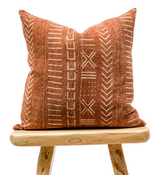 Mudcloth Cream Abstract on Rust-Brown Pillow Cover - Krinto.com