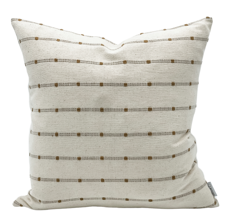 White with Beige Textured Stripes Pillow Cover - Krinto.com