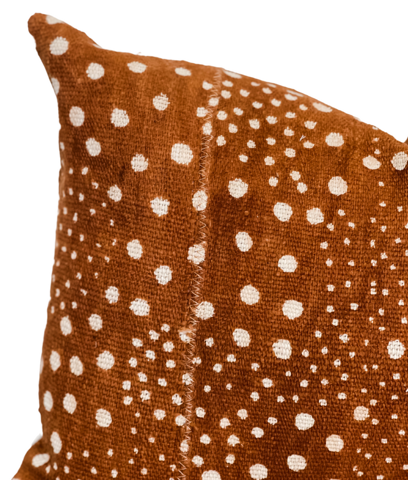 Rust Brown with Dots Mudcloth Pillow Cover - Krinto.com