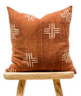 Mudcloth Cream Crosses on Rust-Brown Pillow Cover - Krinto.com