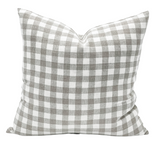 Cream White and Taupe Plaid Linen pillow cover - Krinto.com