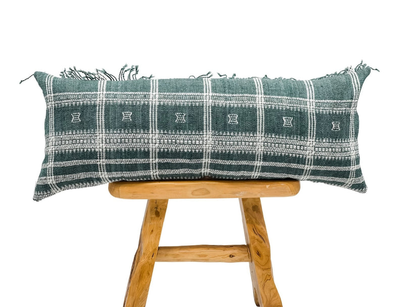 MUTED TEAL-GREY WOOL EXTRA LONG PILLOW COVER - Krinto.com