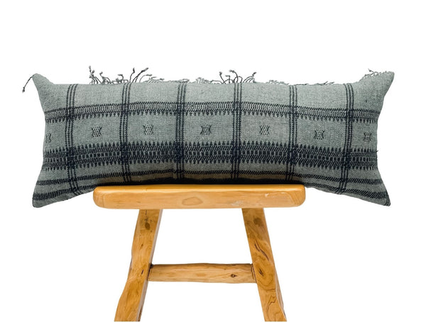GREEN GREY WOOL EXTRA LONG PILLOW COVER - Krinto.com