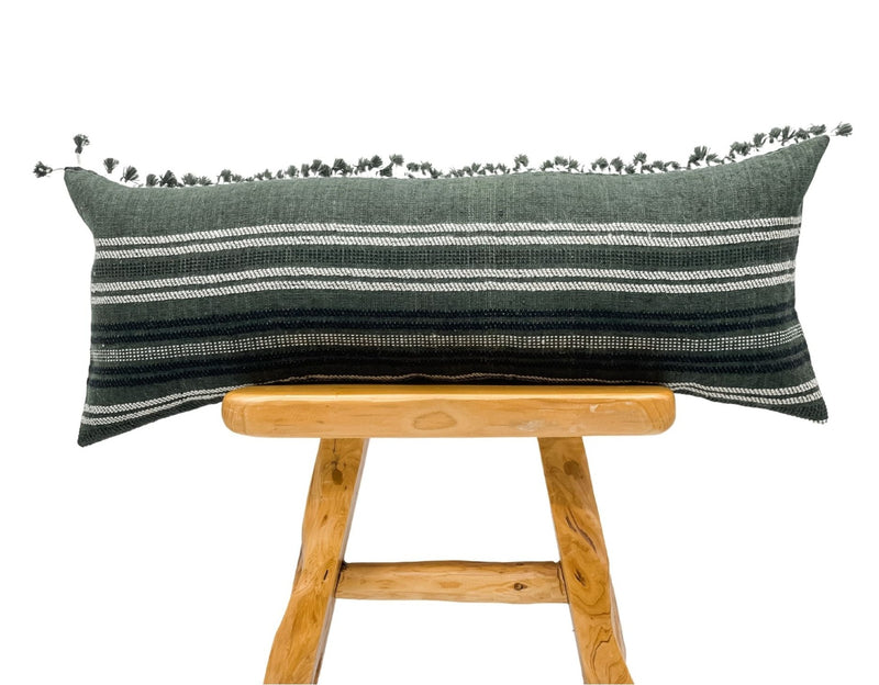 DARK OLIVE GREEN WOOL EXTRA LONG PILLOW COVER - Krinto.com