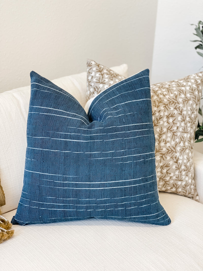 RUSTIC SOLIDS IN TEAL BLUE AND WHITE PILLOW COVER - Krinto.com