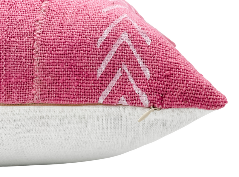Pink With White Chevrons Mudcloth PIllow Cover - Krinto.com