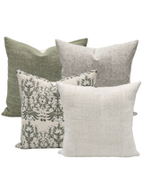 Wisteria White on Natural Linen Pillow Cover - Krinto.com