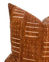 Rust Brown with Cream white lines and Dots Mudcloth Pillow Cover - Krinto.com