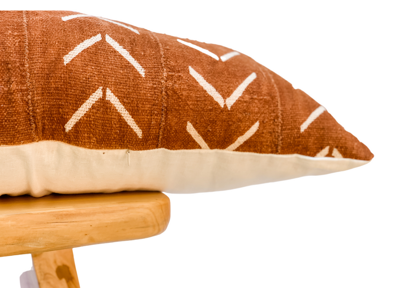 Brown Rust With Cream Chevrons Mudcloth Pillow Cover - Krinto.com