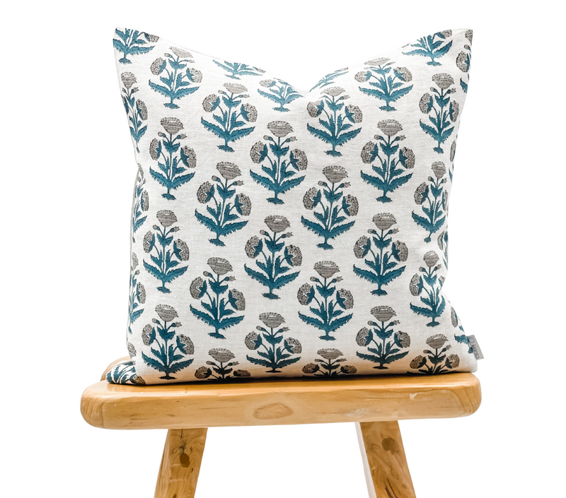 Dana in Teal and Grey Pillow Cover - Krinto.com