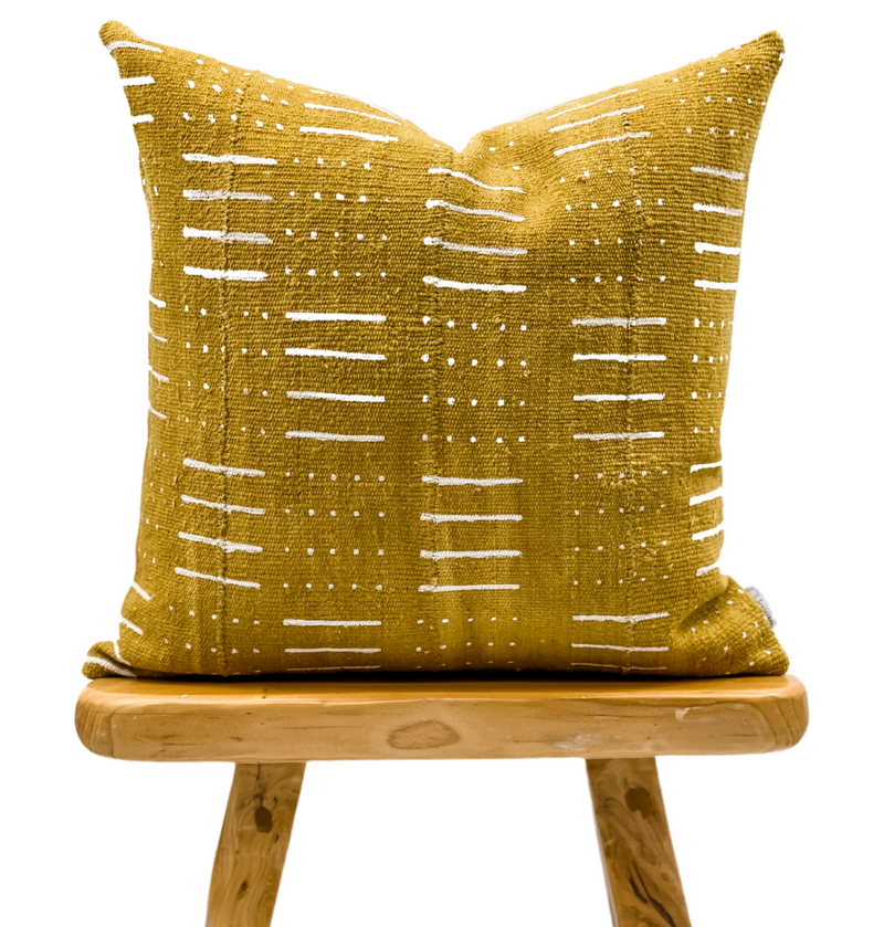 MUSTARD YELLOW MUDCLOTH PILLOW COVER - Krinto.com