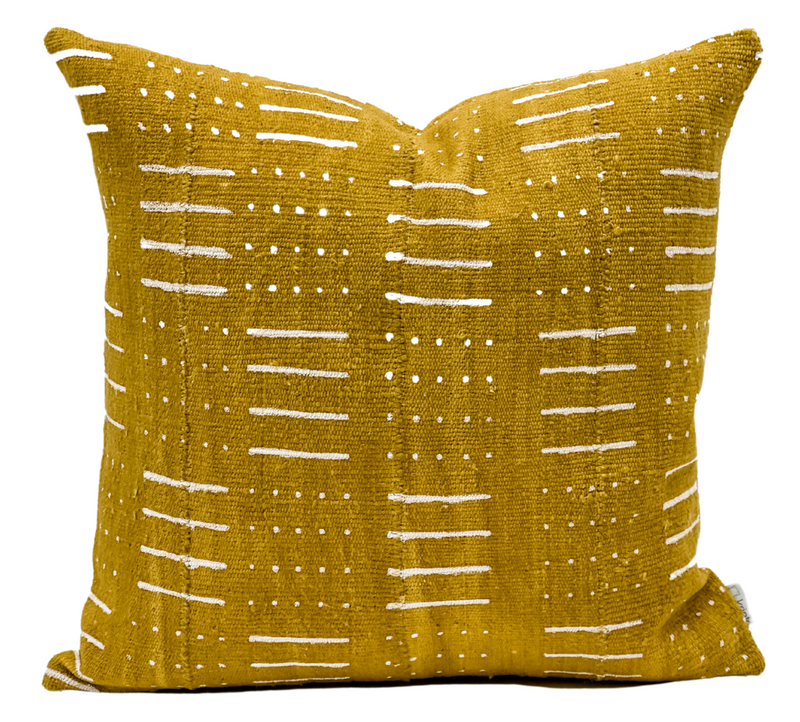 MUSTARD YELLOW MUDCLOTH PILLOW COVER - Krinto.com