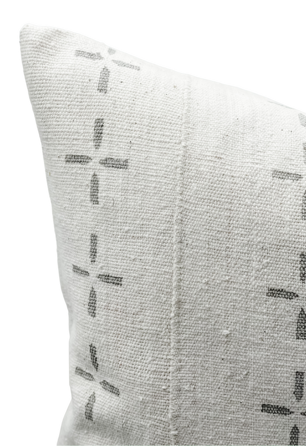 White with Grey Crosses Mudcloth Pillow Cover - Krinto.com