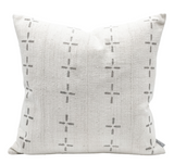 White with Grey Crosses Mudcloth Pillow Cover - Krinto.com