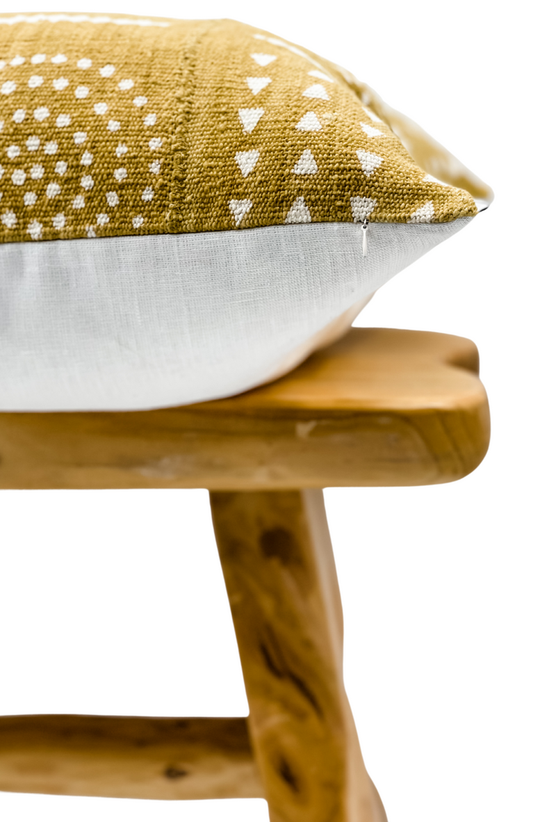Mustard Yellow With White Pattern Mudcloth Pillow Cover - Krinto.com