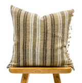 TAN BEIGE WITH CREAM AND BROWN STRIPES VINTAGE INDIAN WOOL PILLOW COVER - Krinto.com