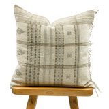 CREAM AND TAN VINTAGE INDIAN WOOL PILLOW COVER - Krinto.com