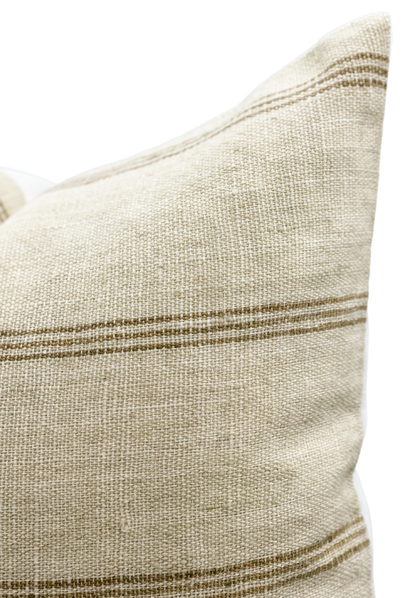 CREAM AND TAN STRIPES VINTAGE INDIAN WOOL PILLOW COVER - Krinto.com