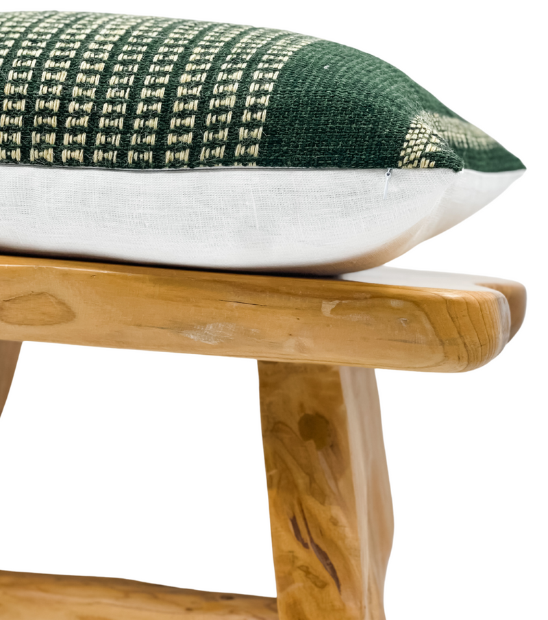 GREEN AND YELLOW WOOL LUMBAR PILLOW COVER - Krinto.com