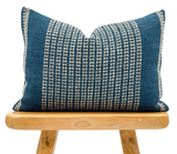 BLUE AND WHITE WOOL LUMBAR PILLOW COVER - Krinto.com