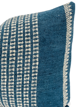 BLUE AND WHITE WOOL LUMBAR PILLOW COVER - Krinto.com