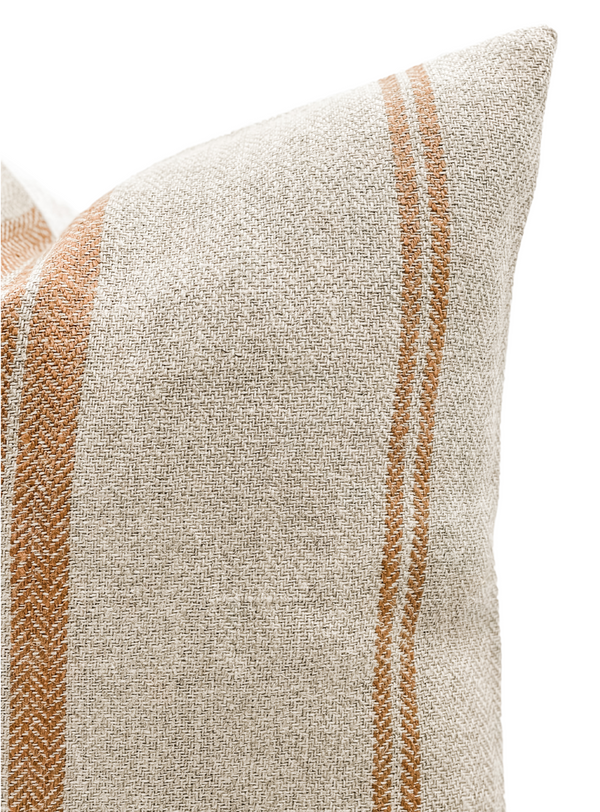 VINTAGE GRAIN SACK IN CARAMEL PILLOW COVER - Krinto.com