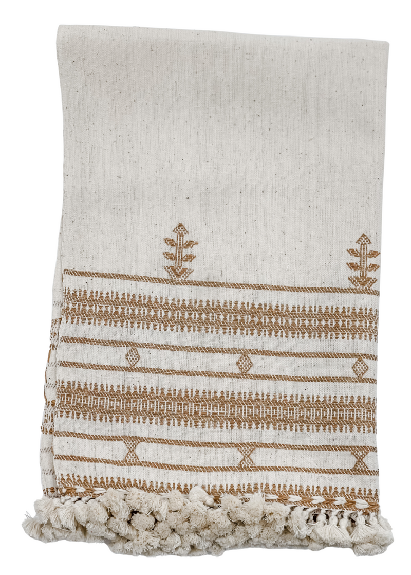WOVEN HAND TOWEL IN CREAM WHITE AND BEIGE - Krinto.com