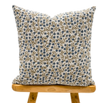 FLEUR IN NAVY BLUE AND OLIVE-MUSTARD PILLOW COVER - Krinto.com