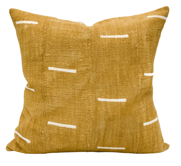 Mustard Yellow With White Lines Mudcloth Pillow Cover - Krinto.com