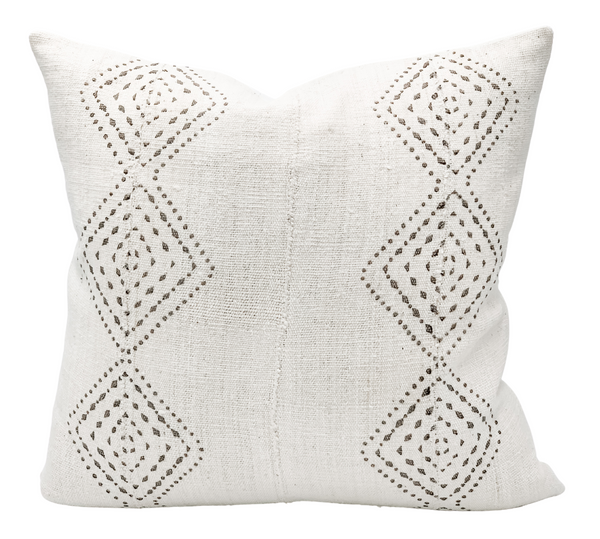 White Grey Mudcloth Pillow Cover - Krinto.com
