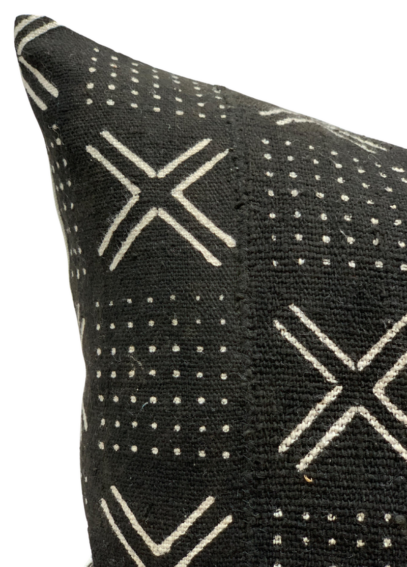 Black with White Crosses Mudcloth Pillow Cover - Krinto.com