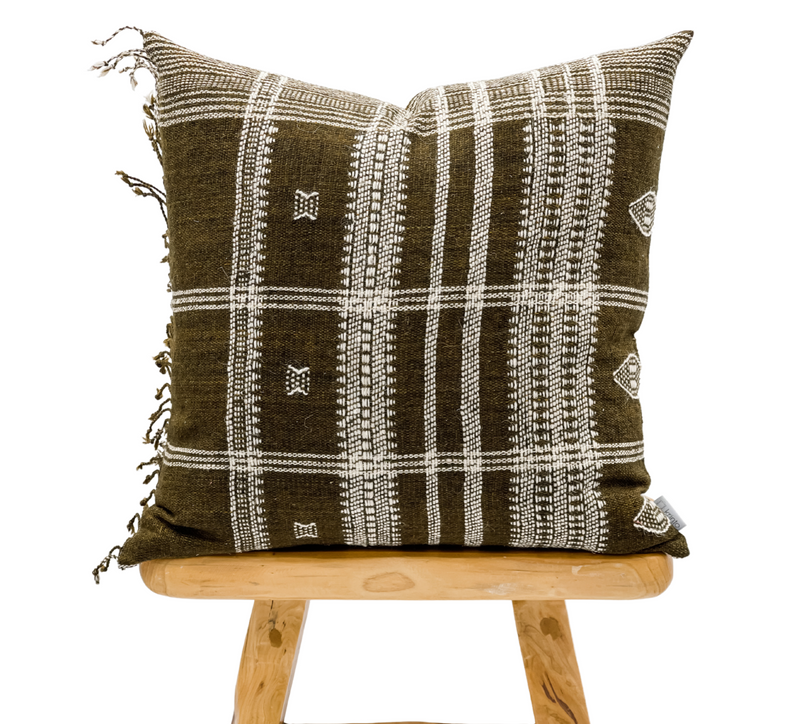 UMBER BROWN VINTAGE INDIAN WOOL PILLOW COVER - Krinto.com