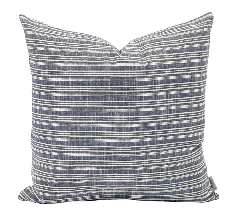 Blue and Cream Striped Woven Pillow Cover - Krinto.com