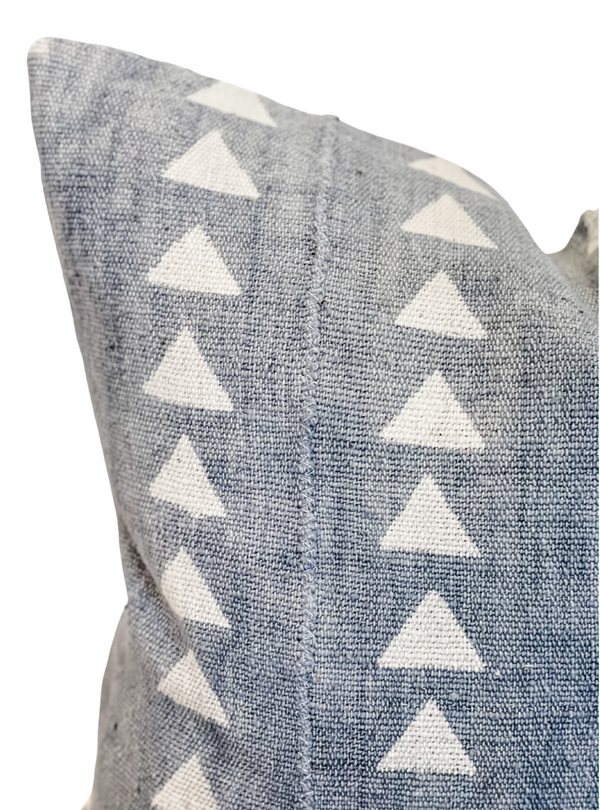 Grey with White Triangles Mudcloth Pillow Cover - Krinto.com