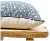 Mudcloth Blue Grey with White Abstract Pillow Cover - Krinto.com