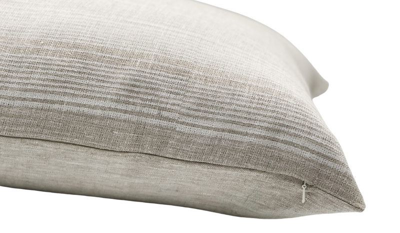 Stripes Shades of White on Natural Linen Pillow Cover - Krinto.com