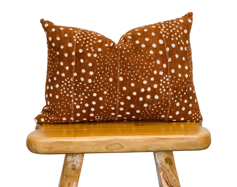 Rust Brown with Dots Mudcloth Pillow Cover - Krinto.com