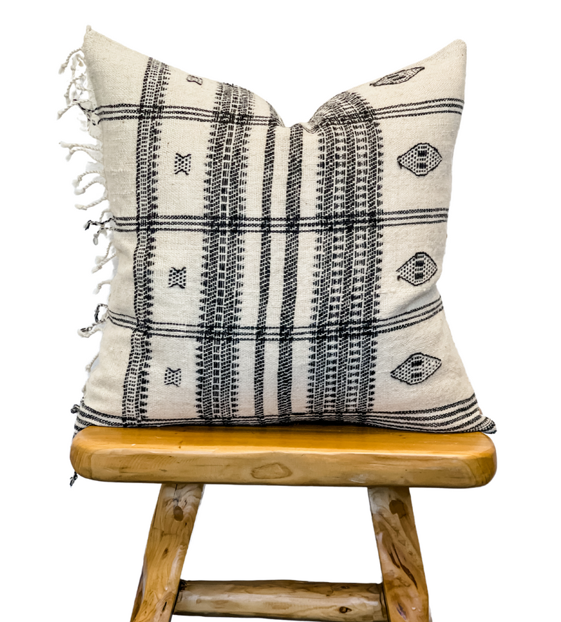 Cream white Vintage Indian Wool Pillow Cover - Krinto.com