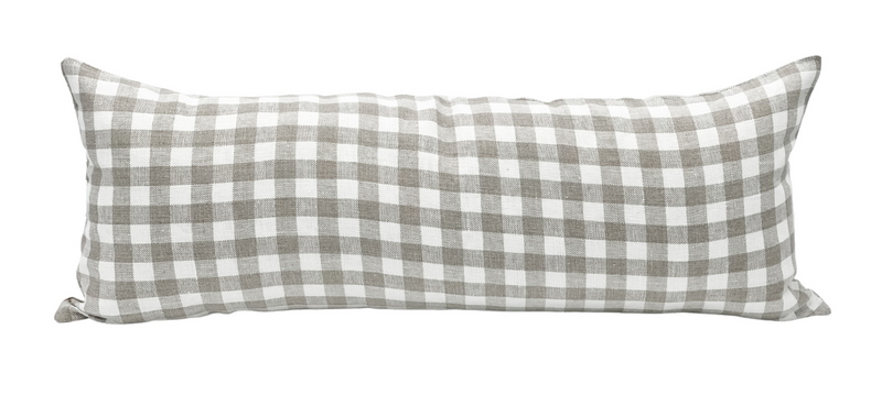 Cream White and Taupe Plaid Linen pillow cover - Krinto.com