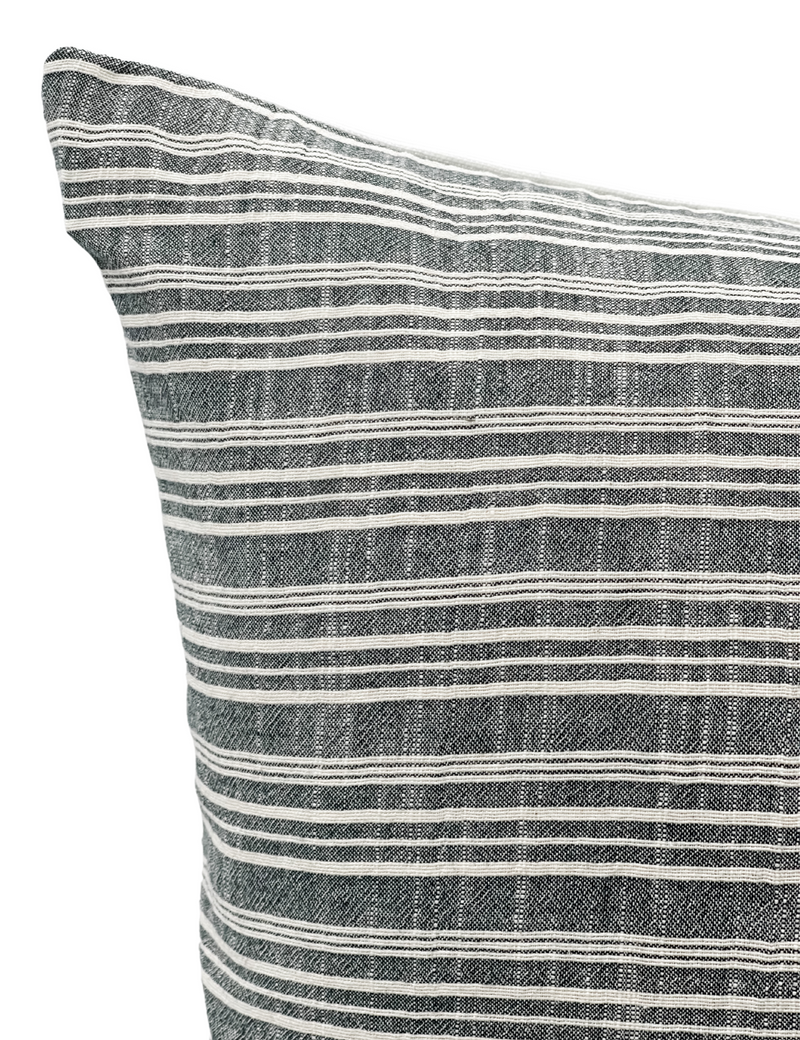 Black and Cream Striped Woven Pillow Cover - Krinto.com