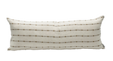 Cream White With Beige Textured Stripes Long Pillow Cover - Krinto.com