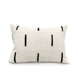 Mudcloth black lines on white Pillow Cover - Krinto.com