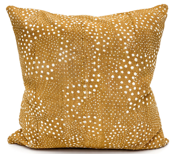 Mudcloth White Dots on Mustard Pillow Cover - Krinto.com
