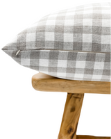 Cream White and Taupe Plaid Linen pillow cover - Krinto.com