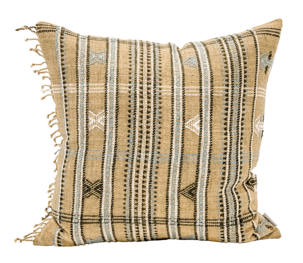 TAN BEIGE VINTAGE INDIAN WOOL PILLOW COVER - Krinto.com